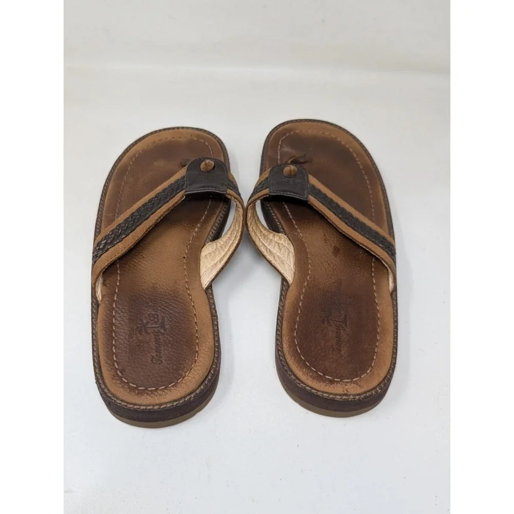 Tommy Bahama Anchors Away‎ Men's Size 9 Brown Braided Leather Sandals Flip Flops
